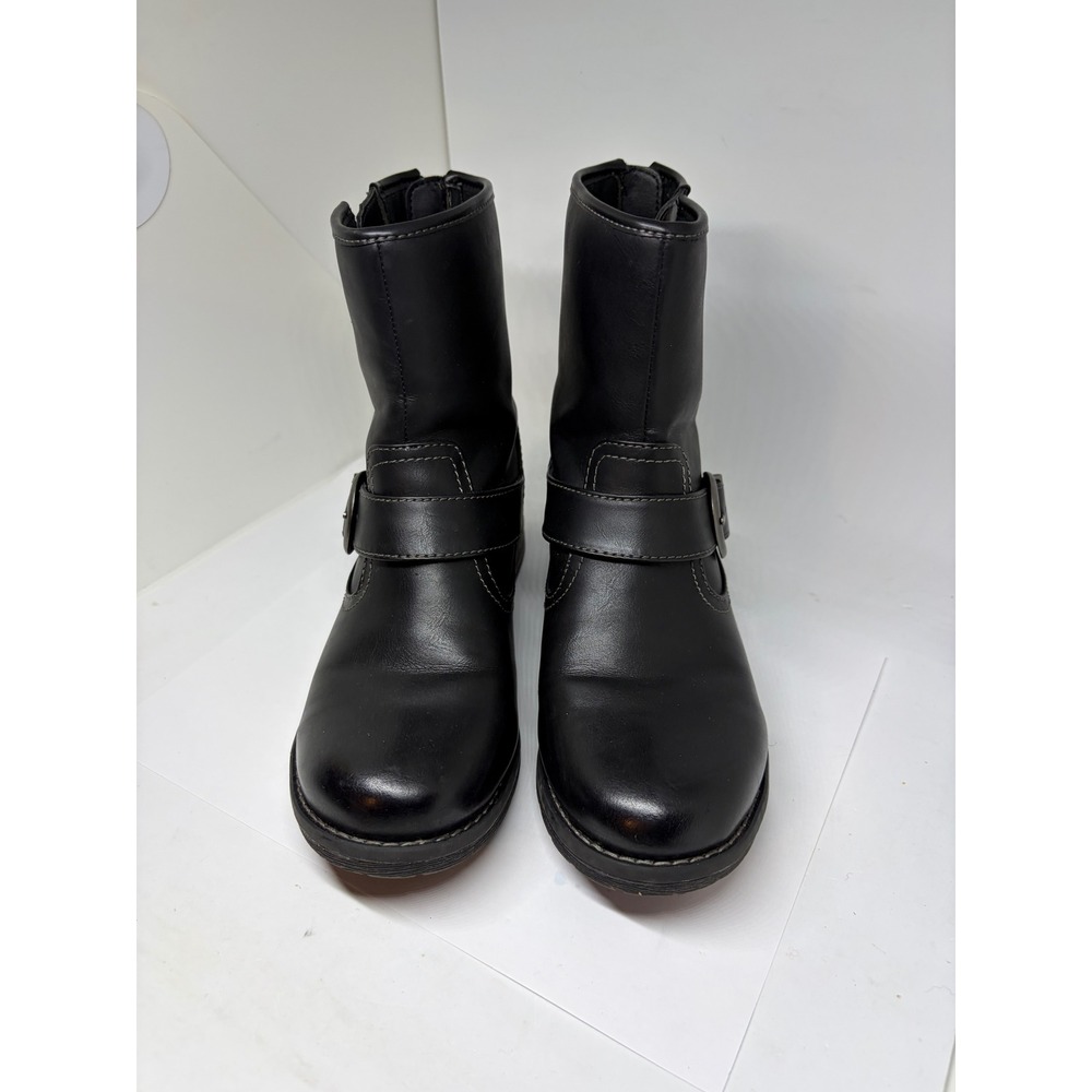 Eastland Ada Moto Boots Women 6.5 Black Excellent Buckle Ankle Lug Sole 2239-01